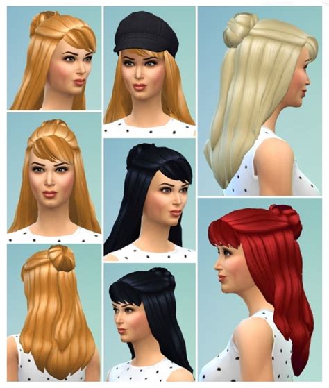 Sims 4 Flour Half Wild Pixel Bella Hair A Cute Wavy Half Up Half