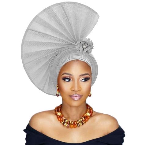 Fashion African Women Party Headtie Turban Cap Already Made Auto Gele Aso Oke Materialafrica