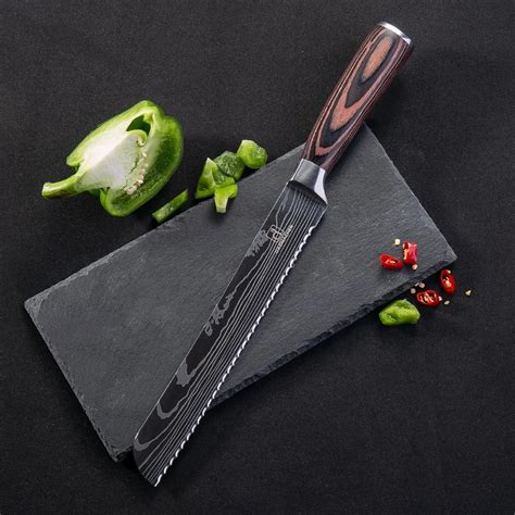Kitchen Knives Damascus Veins Stainless Steel Knives Color Wood Handle