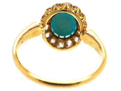 Edwardian 18ct Gold Turquoise Diamond Ring 956H The Antique