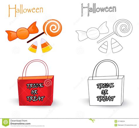 9 fun free printable halloween coloring pages. Trick Or Treat Bag And Candies Stock Images - Image: 21168234