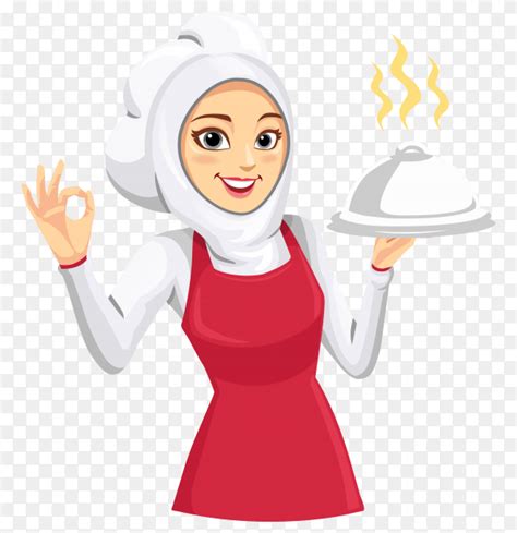 Chef Muslimah Bakery Cartoon Woman Muslim Chef Royalty Free Vector