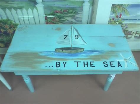 Coastal and nautical coffee table styles and decor ideas that work beautifully with the sea inspired theme, bringing a distinct vibe to the the living room. Handmade Painted Shabby Beach Inspired Coffee Table