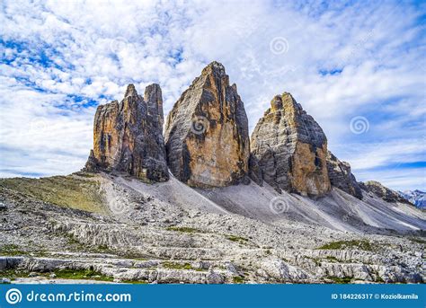 Three Cimes Peaks In The Italian Dolomites Stock Image Image Of