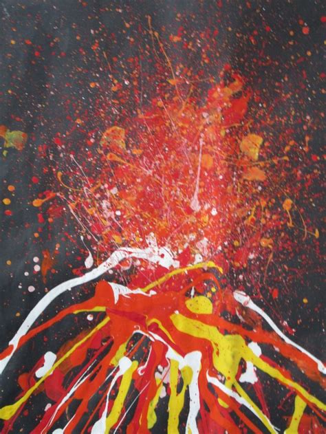 Volcano Painting Explosive Art Painting Summer School Art Wind Art
