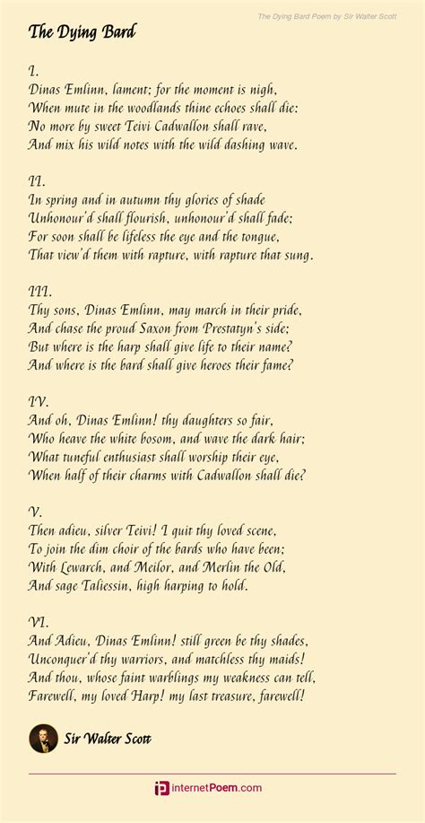 The Dying Bard Poem By Sir Walter Scott