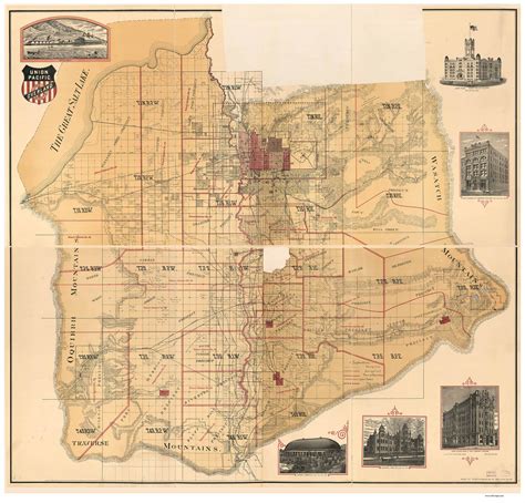 Salt Lake County Utah 1890 Old Map Reprint Old Maps