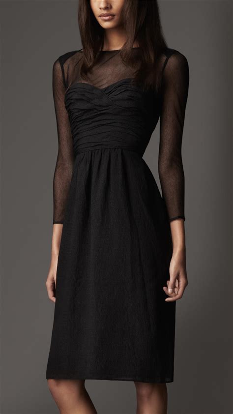 Lyst Burberry Pleated Silk Chiffon Dress In Black