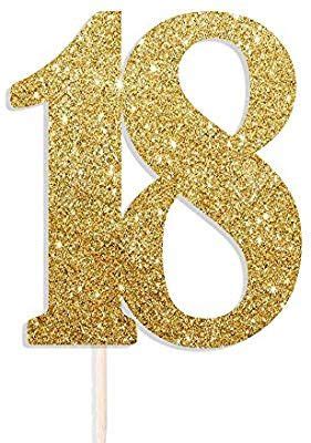 Number 18 Gold Glitter Cake Topper 18th Birthday Party Eighteenth