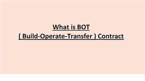 Build Operate Transfer Contract BOT Contract In Construction YouTube