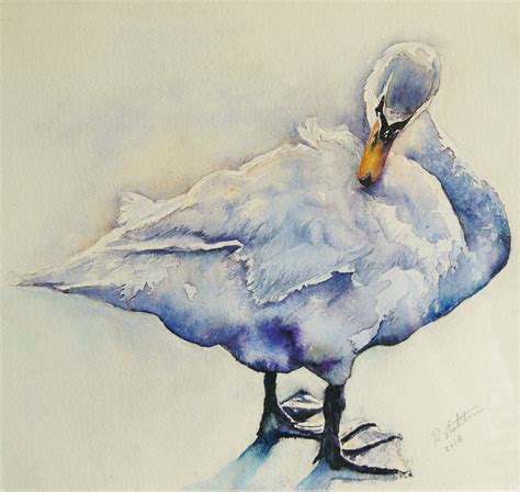 Swan Painting Original Watercolor Swan Painting Original