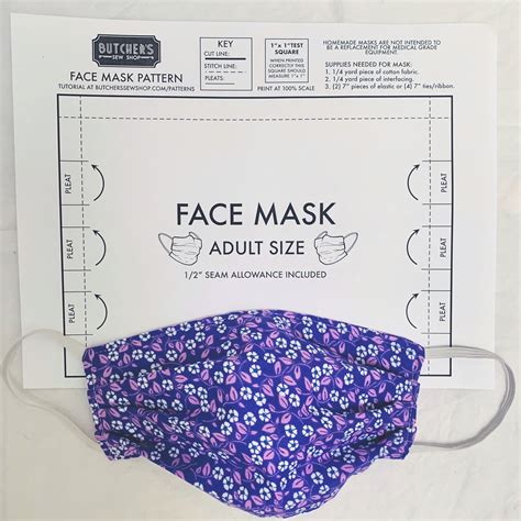 Adult Face Mask Sewing Pattern Butchers Sew Shop