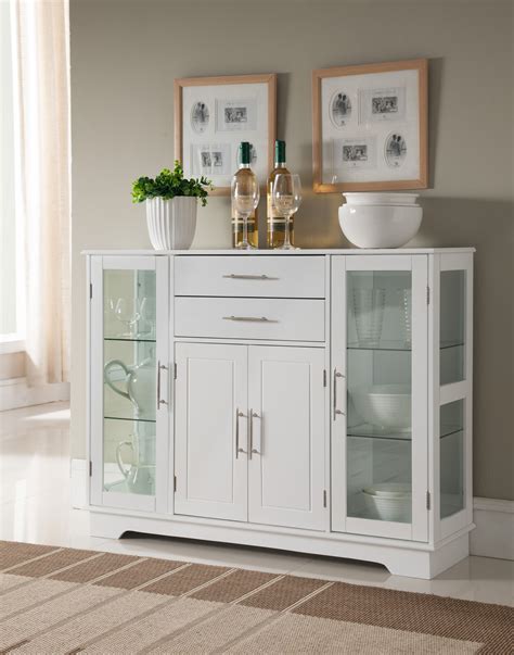 I saw some cool kitchen drawers that you can install inside your cabinets at lowes a while back and thought it would be a good way to get a little bit more organized. Elias Kitchen Storage Sideboard Buffet Cabinet With Glass Doors, Drawers & Adjustable Shelves ...