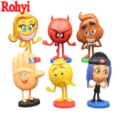 Rohyi 6pcslot Hot Emoji Movie Cartoon Anime Action Figures Hi 5