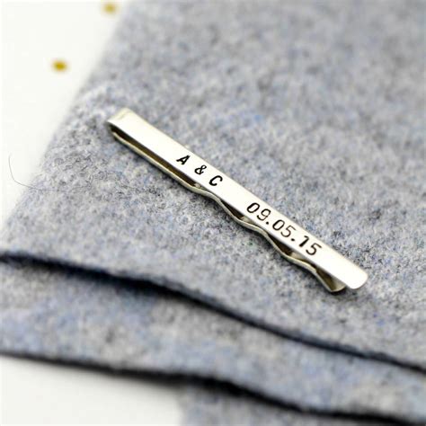 Personalised Silver Tie Clip By Posh Totty Designs