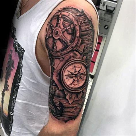 Gentleman With Nautical Themed Half Sleeve Tattoo Design Half Sleeve