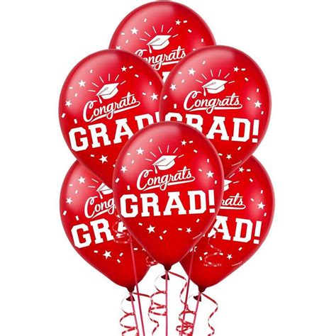 Red Congrats Grad Balloons 15ct Party City