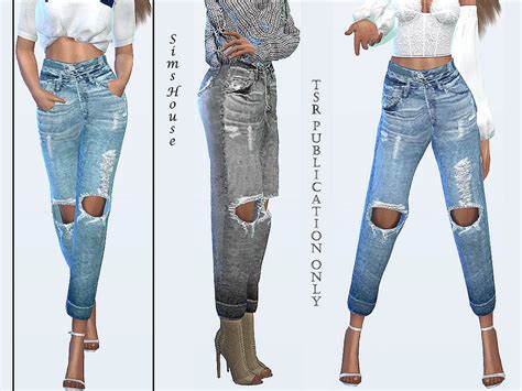 The Sims Resource Womens Wide Ripped Jeans