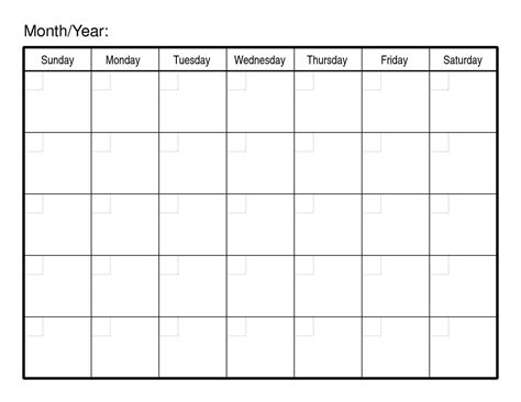 Blank Month At A Glance Printable Calendar Example Calendar Printable