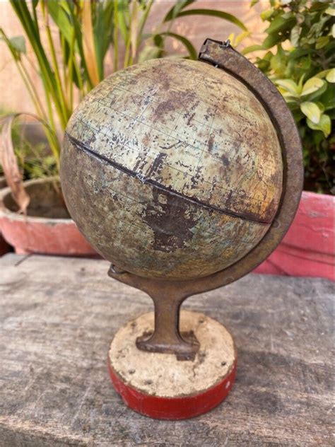 Antique World Map Globe No10175 By Chad Valley 1950s Lithograph Tin