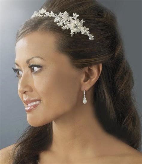 nwt silver bridal wedding vine freshwater pearl and crystal side accent headband 2065431 weddbook