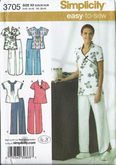Scrubs Pattern For Short Sleeved Scrub Tops And Pull On Pants Etsy Pants Sewing Pattern Easy