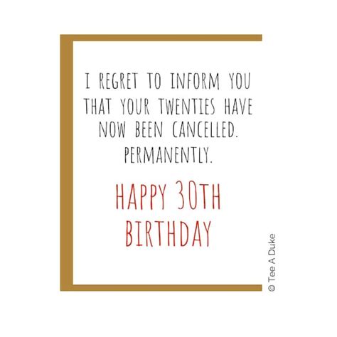 Funny 30th Birthday Card For Her Him 30th Birthday T For Etsy