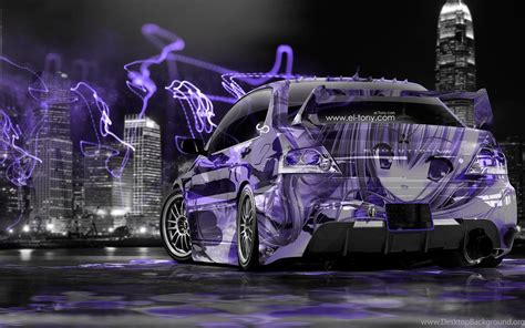 Mitsubishi Lancer Evolution JDM Anime Aerography City Car Desktop Background