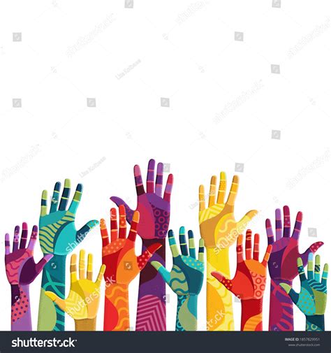 Colorful Hands Volunteers Vector Illustration Association Stock Vector