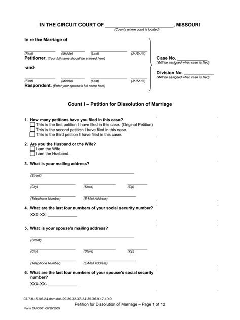 Missouri Divorce Papers Fill And Sign Printable Template Online