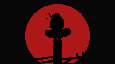 Naruto Anime Uchiha Itachi Moon Red Moon Frontal View Red