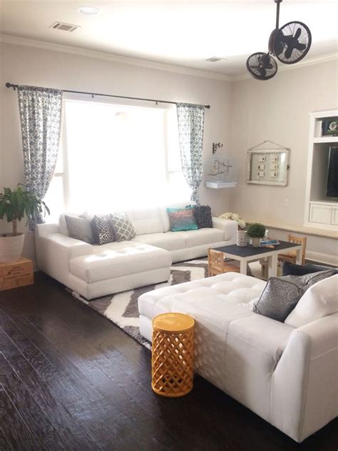 Have a small media room or family room? My living room. 2 leather sectionals facing each other ...