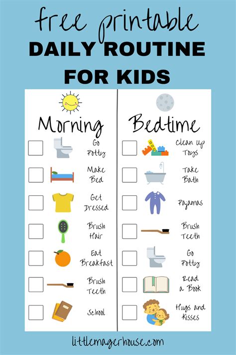 Free Printable Routine Charts With Pictures