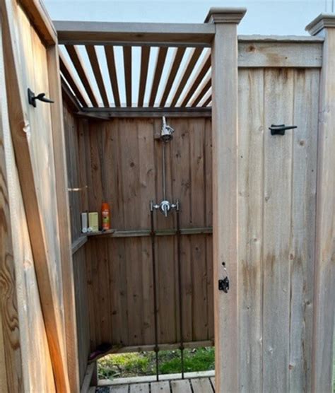 Slat Roof Outdoor Shower Privacy Cape Cod Shower Kits