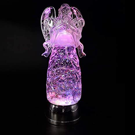 DRomance Color Changing Praying Angel Snow Globe Lantern With Hour Timer Battery Operated