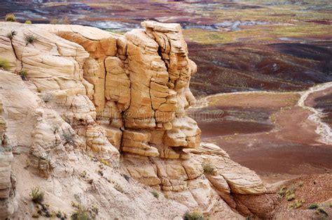 Striped Purple Sandstone Formations Of Blue Mesa Badlands