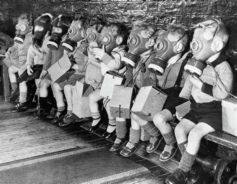 School Children Wear Gas Masks During The Blitz London England 1940