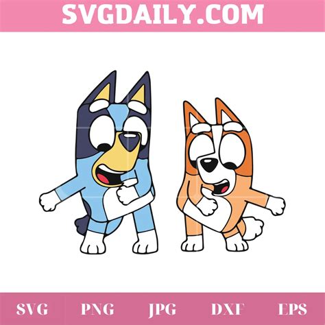 Bluey And Bingo Dancing Svg Png Dxf Eps Cricut Silhouette Daily Free
