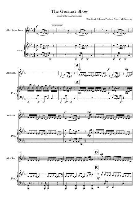 The Greatest Show Alto Sax Solo Sheet Music Pdf Download