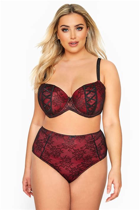 Red Lace Lattice Plunge Bra Yours Clothing