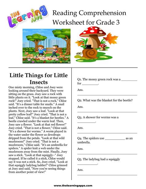 3rd Grade Reading Comprehension Printable 3rd Grade Reading