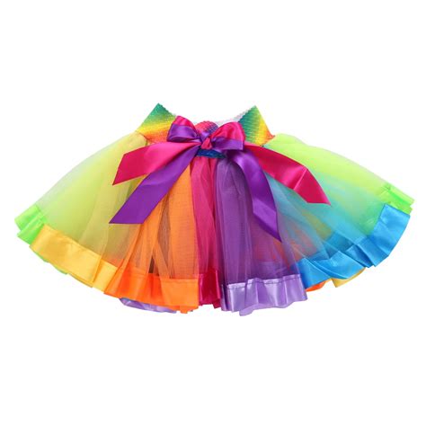 New Lovely Girls Kids Baby Rainbow Tutu Skirt Party Costume Fancy