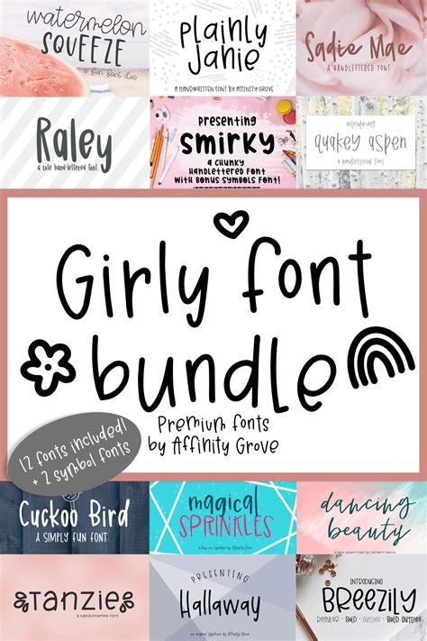 Cute Girly Font Bundle With 12 Crafter Fonts In 2020 Girly Fonts