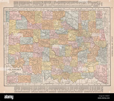 Oklahoma State Map Showing Counties Rand Mcnally 1912 Old Antique