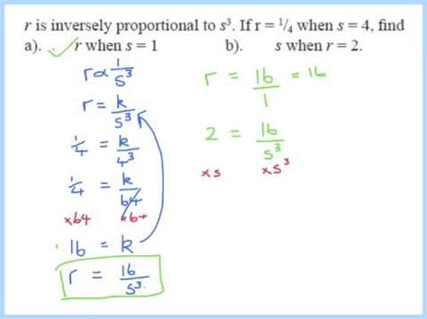 Inverse proportion with squares, cubes and roots - YouTube
