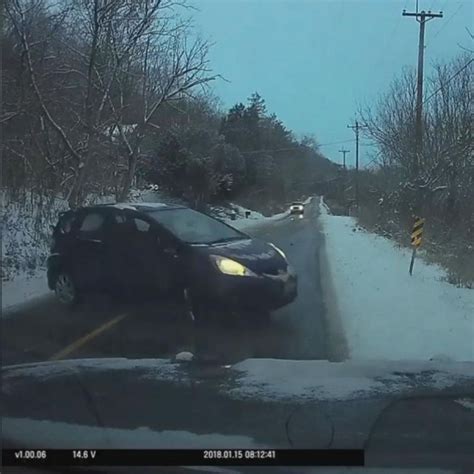 Video Black Ice Sends Car Slamming Into Police Cruiser Abc News