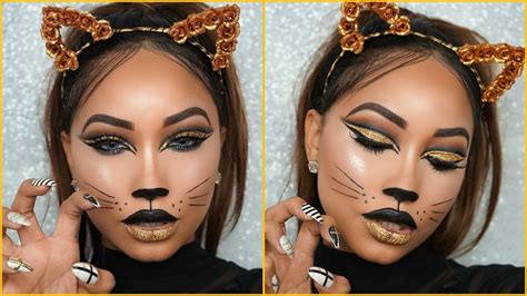Halloween Full Glam Cat Face Makeup Youtube