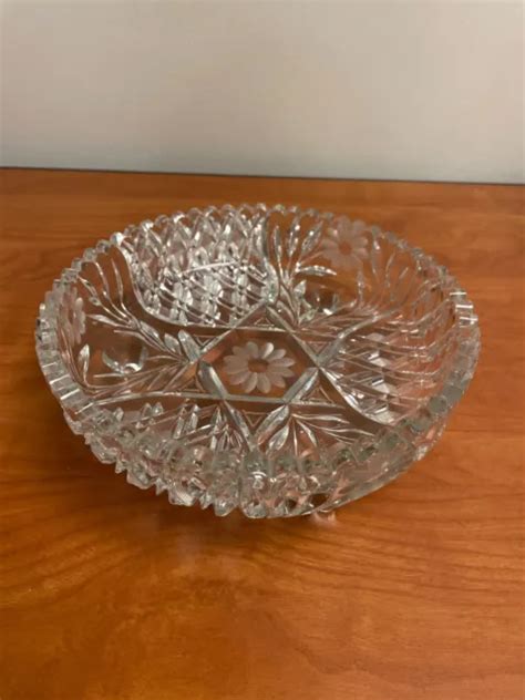 VINTAGE HEAVY CUT Crystal Bowl With Saw Tooth Rim 20 00 PicClick