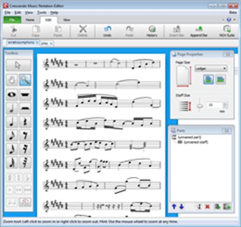 Crescendo is a free music notation program from nch software and is available for download through their web site. Crescendo
