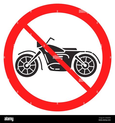 Motorcycle Ban Iconmotorbike Warning Signflat Vector Illustration